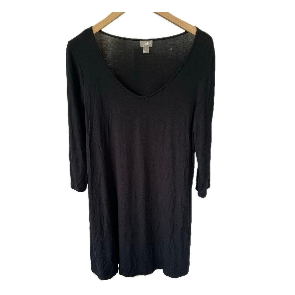 J Jill Essential Basic Casual Stretch Scoop Neck Little Black Mini Dress M